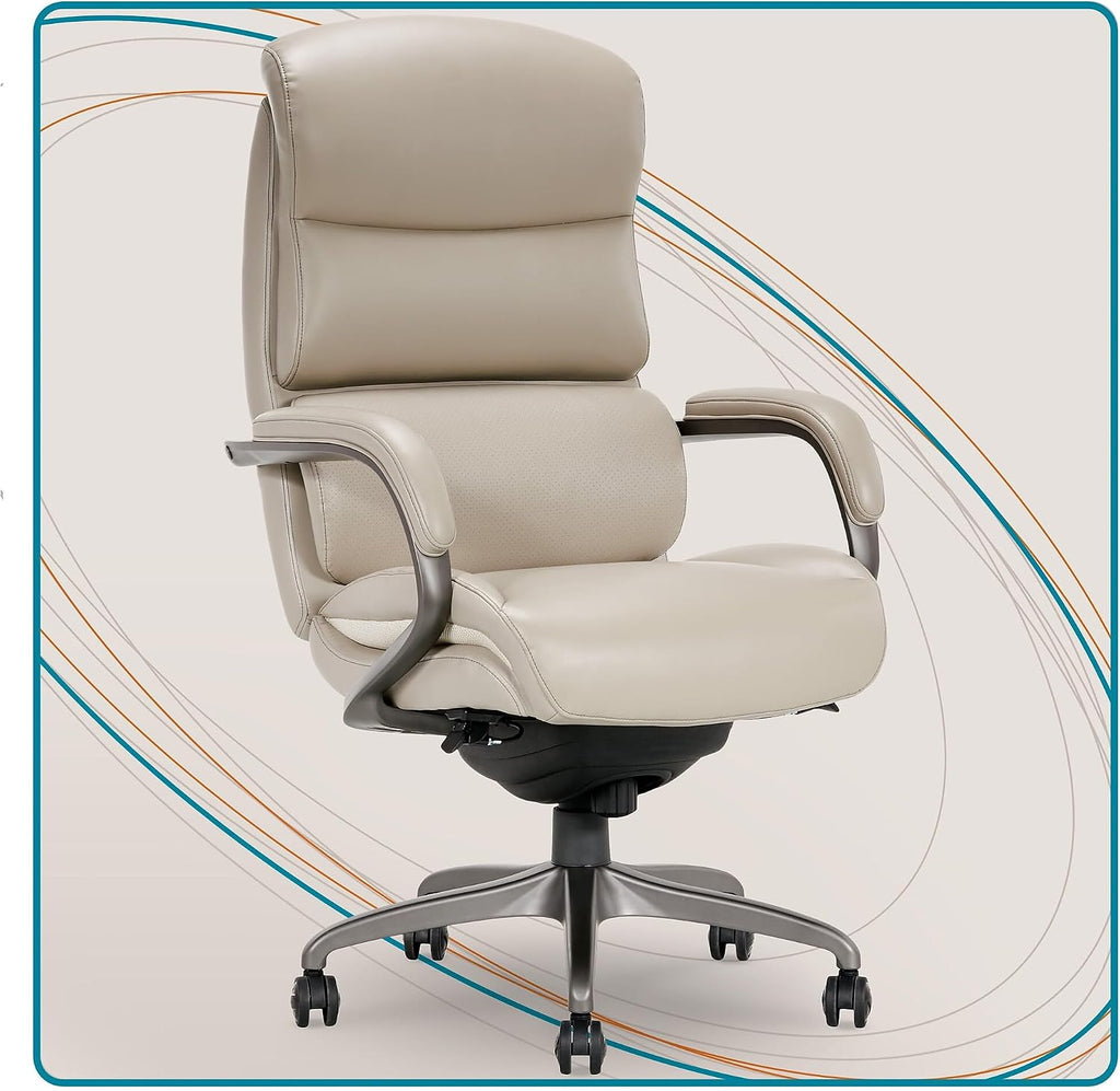 La-Z-Boy Aberdeen Bonded Leather Executive Chair, Beige