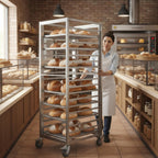 Bun Pan Rack,18 Tier Aluminum Commercial Bakery Racks with 4 Wheels, Home Commercial Kitchen Bakery Cooling Rack for Restaurant Cafeteria Pizzeria, 18.5" W x 24.6" Lx 70" H