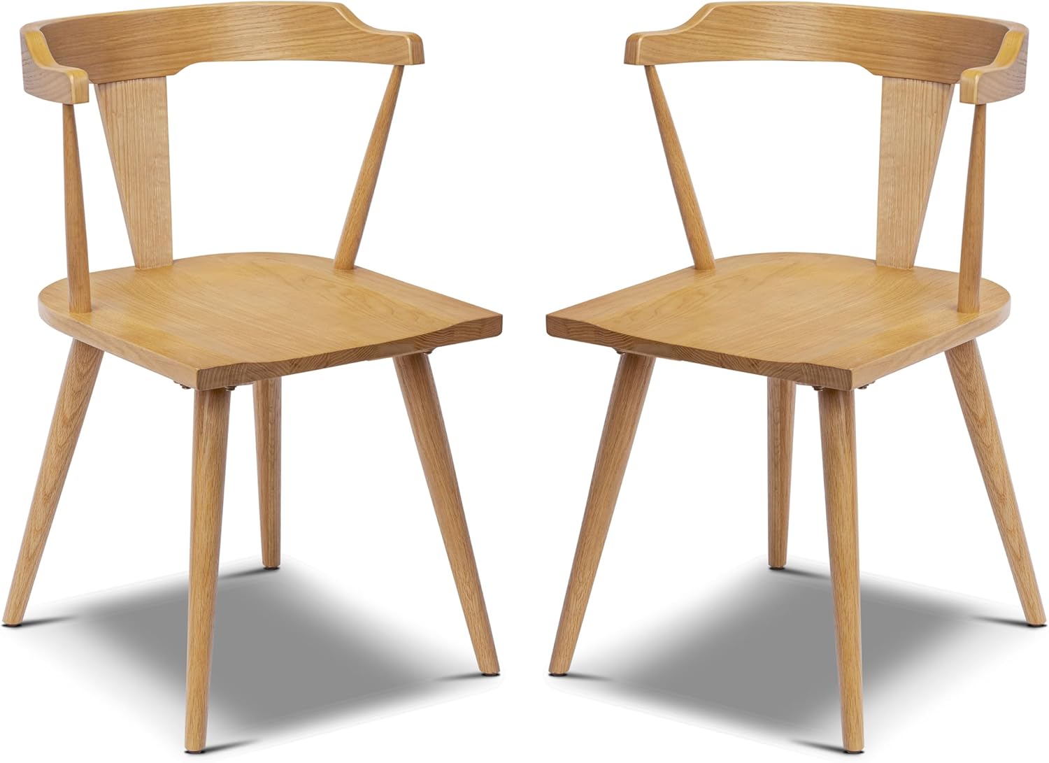 Poly & BARK Mid Century Modern Enzo Dining Chair Solid Oak Wood Set of 2