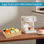 Tea Bag/Sugar Packet Holder,Coffee Station Condiment Organizer,Bamboo Tea Organizer,Large 4-Compartment Organizer Tray for Drawer/Shelf/Countertop,10.2 x 7.9 x 2.4 inch