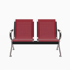 Kinfant 2-Seat Waiting Room Chair - Office Guest Reception Chairs with Ergonomic Backrests, Airport Waiting Bench with Armrests, Metal Waiting Furniture for Hospital, Bank, Salon, Dark Red