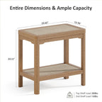 Eclatara Rattan Night Stand - Farmhouse 2 Tier End Table for Bedroom - Accent Side Table wtih Open Storage Shelves for Small Space Narrow Coffee Table Bamboo (2, Natural Oak)