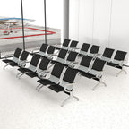 kinbor 2-Seat Waiting Room Chairs with Arms - Set of 3 Modern PU Leather Reception Bench for Airport, Hospital, Office Lobby - Breathable Mesh & Durable Steel Waiting Area Furniture (Black)