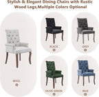 mikibama Chenille Upholstered Dining Chairs with High Back,Vintage Tufted Kitchen Chairs with Rolled Arms,Farmhouse Fabric Accent Side Chair with Arms for Living Room,Single Pack (1, Beige)