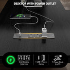 Korfile 59 inch L Shaped Computer Desk with Power Outlets, Home Office Desk with 4 Adjustable Storage Drawers & 2 Monitor Stands, Two Person Gaming Table for Bedroom, Black