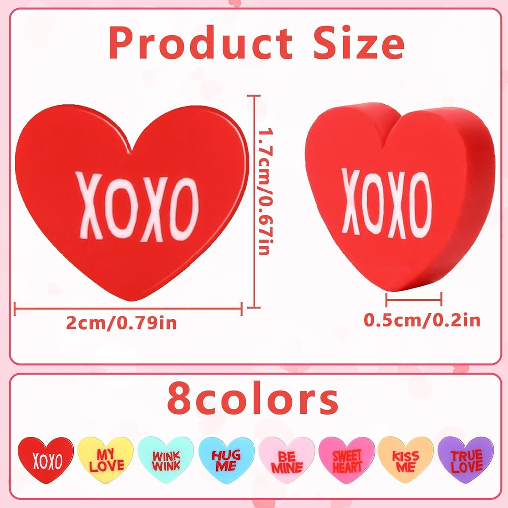 80Pcs Fake Conversation Hearts,Mini Valentines Polymer Clay Conversation Heart Charms Decor Vase Filler for Crafts Pastel Candy Vase Filler Table Decor for Wedding Party Home Decor