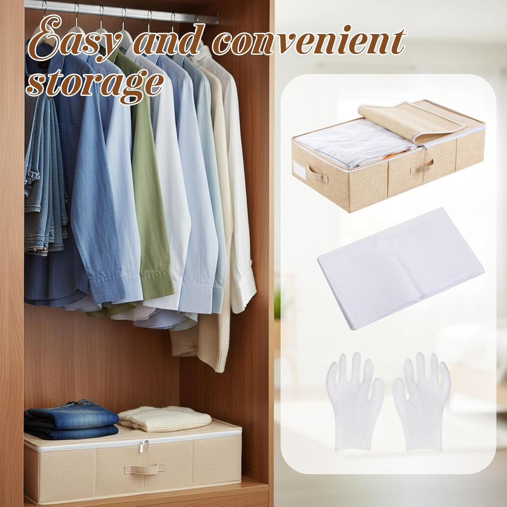 Wedding Dress Box, Preservation Storage Box with 40 Acid-Free Sheets, Sheet Organizers and Storage, Large Wedding Keepsake Trunk