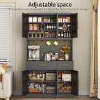 71" Tall Kitchen Pantry Cabinet with 6 Adjustable Shelves, Large Capacity Kitchen Hutch Storage Cabinet with Microwave Stand, 2 Storage Drawers for Dining Room, Kitchen