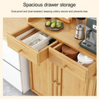 Tall Freestanding Food Storage Cabinet, Kitchen Pantry Storage Cabinet with Drawer, with Adjustable Shelves & Barn Doors, for Dining Room, Living Room(Yellow)