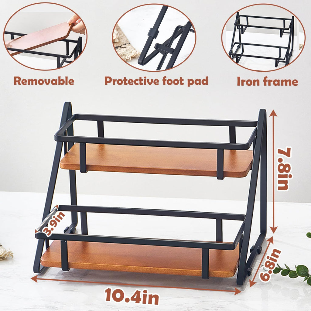 Coffee Syrup Rack Organizer,6 Bottles Syrups Holder Stand for Coffees Bar,2-Tier Syrup Storage Shelves for Coffee Station,Kitchen Spice Rack Wine Rack for Wine Dressing