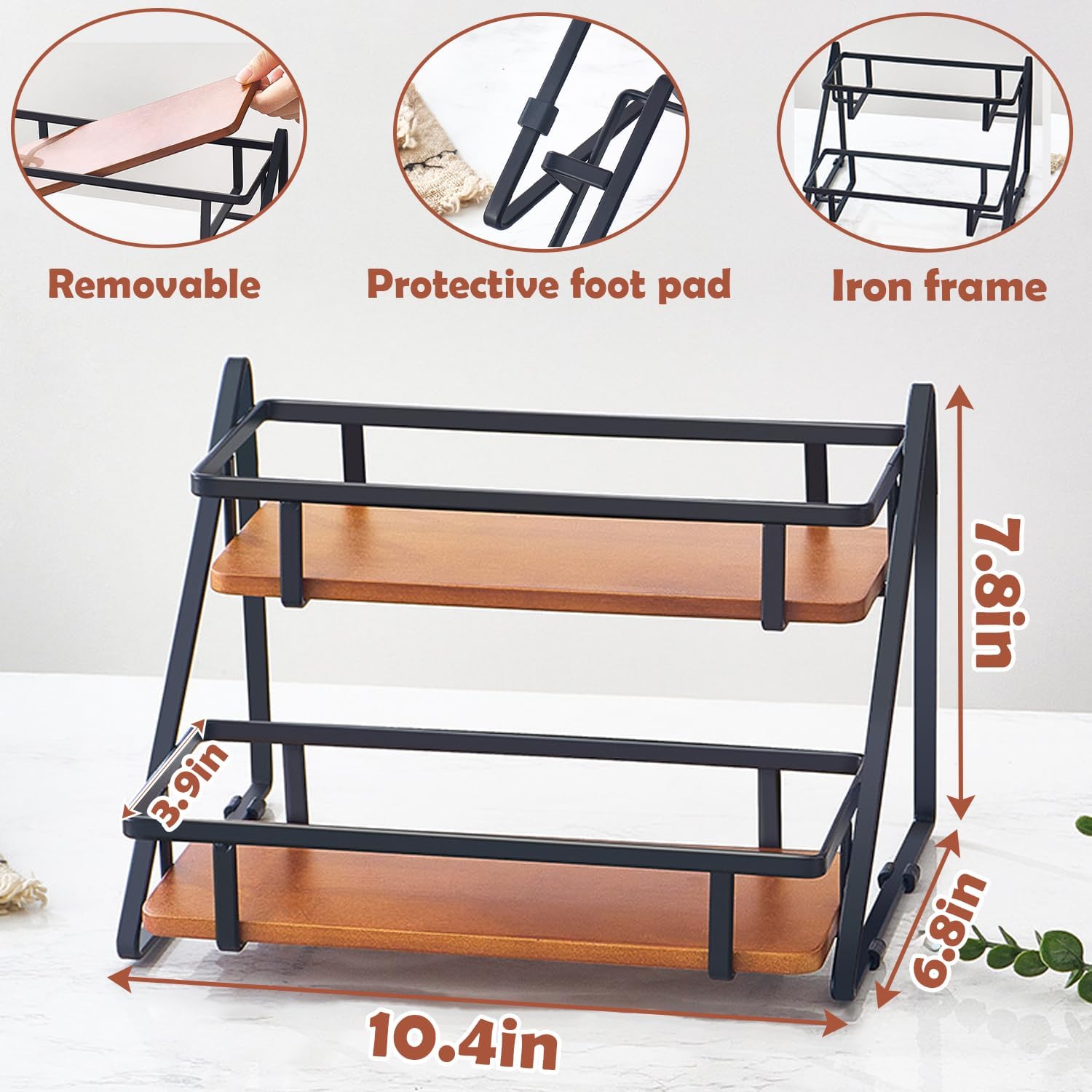 Coffee Syrup Rack Organizer,6 Bottles Syrups Holder Stand for Coffees Bar,2-Tier Syrup Storage Shelves for Coffee Station,Kitchen Spice Rack Wine Rack for Wine Dressing