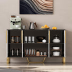homary Buffet Sideboard Cabinet with Storage – 59" Modern Kitchen Server Table with 4 Doors & Adjustable Shelves, Stainless Steel Frame for Dining Room, Living Room, Entryway