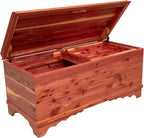 Rustic Red Door Co. Cedar Hope Chest with Waterfall Top and Tray, Amish Made Wooden Storage Trunk Box for Bedroom, Blanket, Clothes, Anti-Slam Hinges and Lock, Cedar Wood, Natural Stain, 36" Long