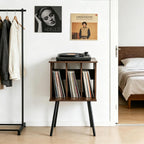 Record Player Table, Vinyl Record Stand, Vinyl Record Holder with Legs, Mid Century Modern Side Table for Record, Magazine, Books