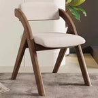 Chair, Wooden Folding Chairs with Cushion, Non-Assembly Design, Linen Fabric Padded Seat for Party Picnic Dining(Walnut Beige)