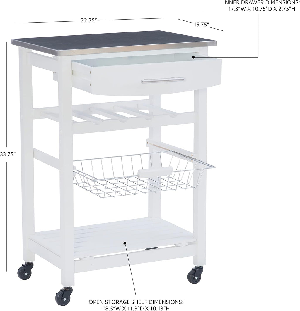 Linon Home Décor Kitchen Cart White