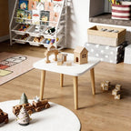 Funecy Square End Table Low Table with 4 Solid Wood Sturdy Legs,Floor Table Desk for Sitting on The Floor,20"(L) x 20"(W) x 20"(H),Living Room/Toy Room Furniture,Rental House Furniture(White)