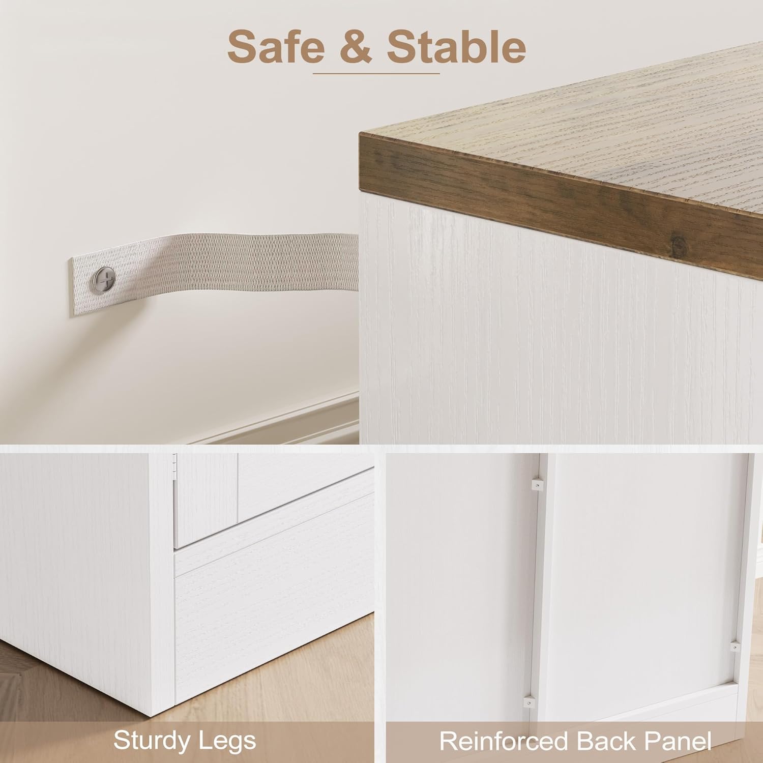 Buffet Cabinet with Storage, 55" Large Sideboard Storage Cabinet with Drawer, 4 Doors and Shelves, Modern Farmhouse Coffee Bar Table Kitchen Island Credenza for Kitchen, Entryway, Dining, Living Room