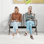 Peach Tree Airport Reception Waiting Room Chair with Arms for Reception Room, Office, Barber Bench in Bank Hospital and Market (2 Seats, Silver)