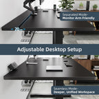 Electric Standing Desk Adjustable - 60 x 30 Inch Sit Stand Desk with Flip-Top Cable Management,Mouse Pad,Clamp Power Strip,Dual-Beam Frame,3 Memory Preset Height Adjustable for Home Office