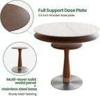 39" Round White Sintered Stone Dining Table with Pedestal Base for Kitchen Dining Room