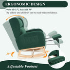 NIOIIKIT Nursery Rocking Chair with Footrest, Teddy Upholstered Glider Chair, Nursery Gliding Recliner with Side Pocket, Glider Rocker for Living Room (Green)