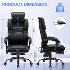 HOFFREE Executive Office Chair with Adjustable Lumbar Support High Back Computer Chair with Adjustable Headrest Reclining Home Office Desk Chair with Foot Rest,Black