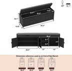 HOMEFORT 54.4" Shoe Bench with Lift Top Storage, Entryway Bench with Cushioned Seat, Wooden End of Bed Bench, Shoe Cabinet Bench with Hidden Storage Space, for Bedroom, Hallway,Black