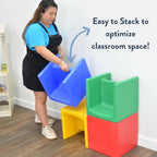 Children's Factory 3-in-1 Cube Chair for Kids, Flexible Seating Classroom Furniture, 1-Pack, Blue