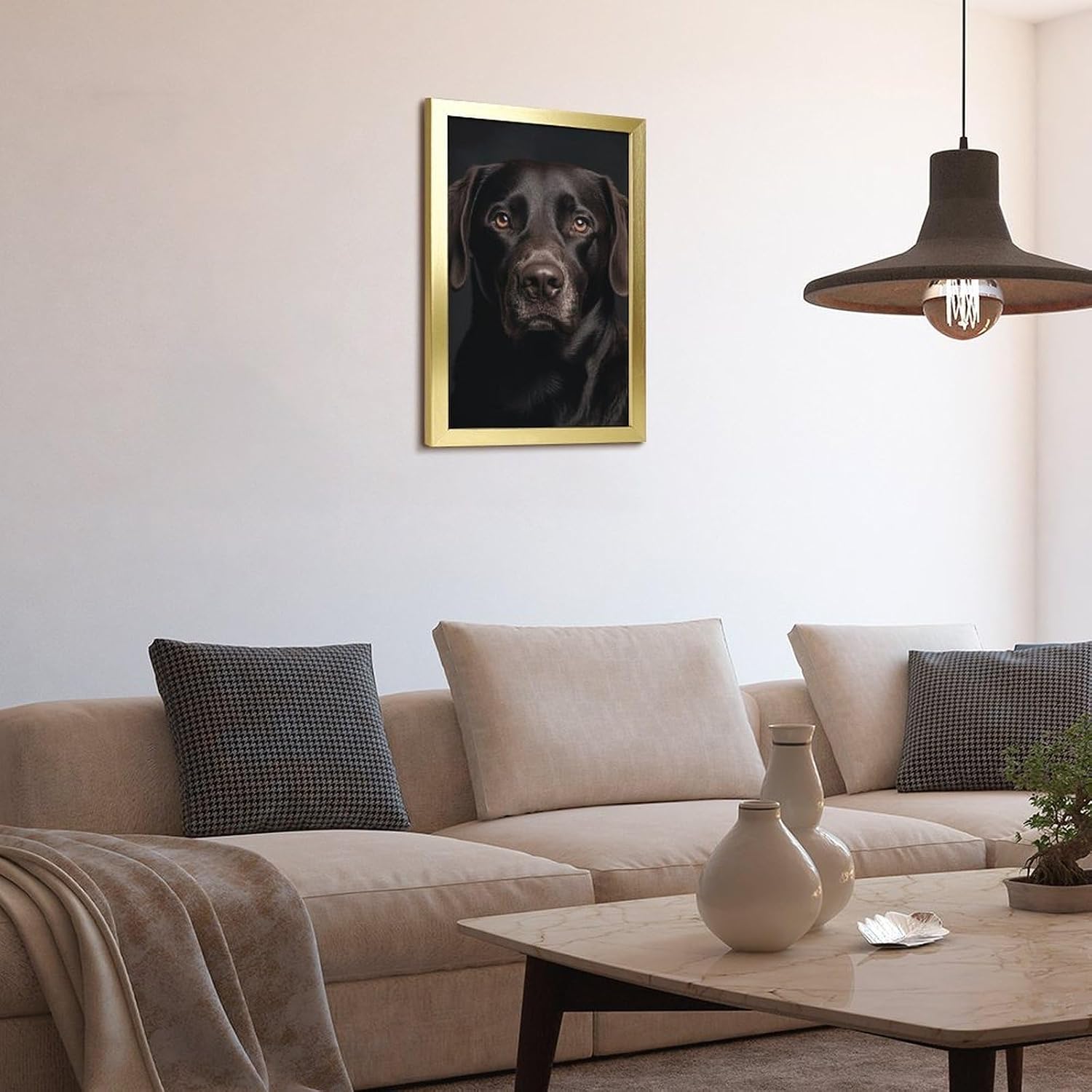 TecLikcL Personalized Modern Prints for Home Decorations, Canvas Black Lab Dog Art Pictures for Hanging Wall, Decor Frame Painting Golden for Living Room, Bedroom, Bathroom 08x12inch(20x30cm)