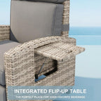 Outdoor Wicker Gas Lift Chair with Cushion, 145° Adjustable PE Rattan Patio with Metal Frame, Height Adjustable Lounge Chair for Garden, Patio, Balcony & Backyard,Brown Wicker ,Khaki Cushion