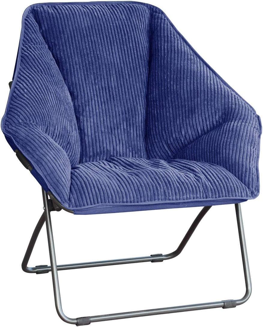 Zenithen Limited Portable Hexagon Comfortable Plush Indoor Folding Chairs for Bedroom, Accent Decoration, Dorm Room, Gaming, Reading or Living Room, Navy Blue (Pack of 1)