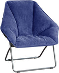 Zenithen Limited Portable Hexagon Comfortable Plush Indoor Folding Chairs for Bedroom, Accent Decoration, Dorm Room, Gaming, Reading or Living Room, Navy Blue (Pack of 1)