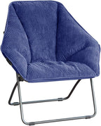 Zenithen Limited Portable Hexagon Comfortable Plush Indoor Folding Chairs for Bedroom, Accent Decoration, Dorm Room, Gaming, Reading or Living Room, Navy Blue (Pack of 1)