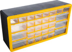 30-Drawer Plastic Small Parts Organizer - Desktop or Wall Storage Drawers for Organizing Hardware, Crafts, Garage, or Classroom by Stalwart (Yellow)