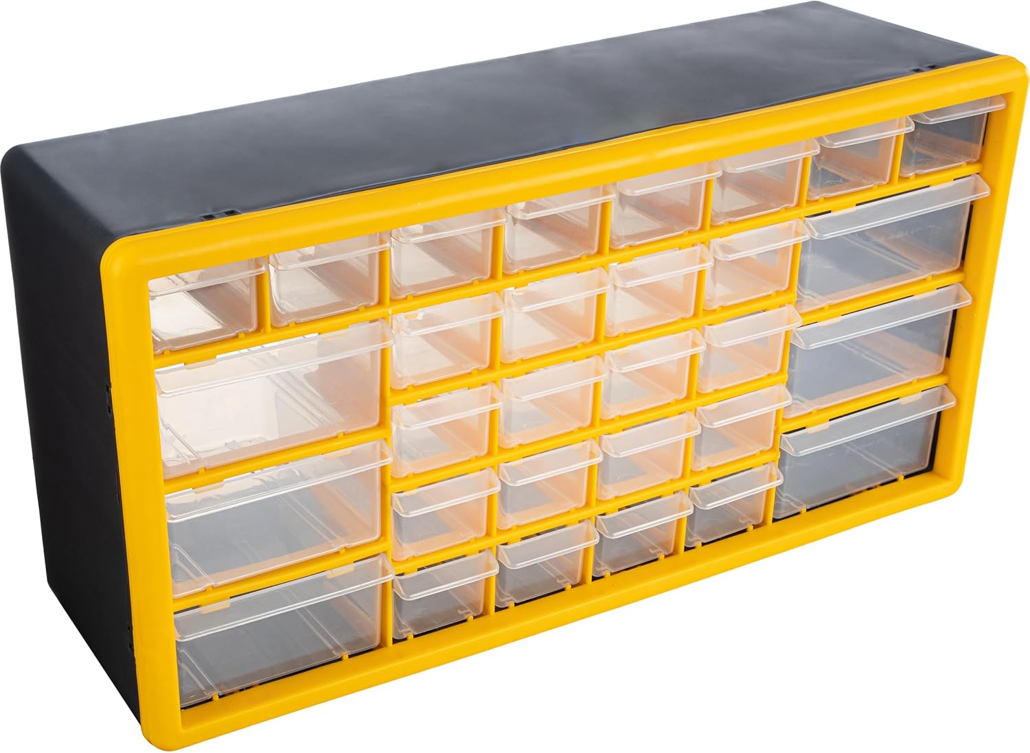 30-Drawer Plastic Small Parts Organizer - Desktop or Wall Storage Drawers for Organizing Hardware, Crafts, Garage, or Classroom by Stalwart (Yellow)