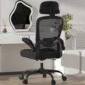 Mimoglad Office Chair, High Back Ergonomic Desk Chair with Adjustable Lumbar Support and Headrest, with flip-up Armrests for Guitar Playing, 5 Years Warranty (Modern, Black(Black Frame))