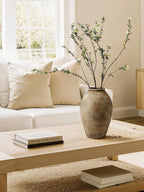LE TAUCI Ceramic Flower Vase, 13.2 Inch Large Rustic Farmhouse Vase, Tall Floor Vase for Home Decor, Living Room Table & Mantel Centerpiece, Watertight & Sturdy, Sandstone Brown