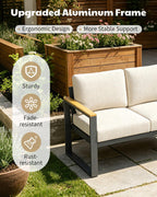 All-Weather Rust-Resistant Aluminum Patio Armchairs Set of 2 – Upgraded Cushions – Sturdy Metal Outdoor Seating for Balcony, Garden, Deck, Backyard – Beige