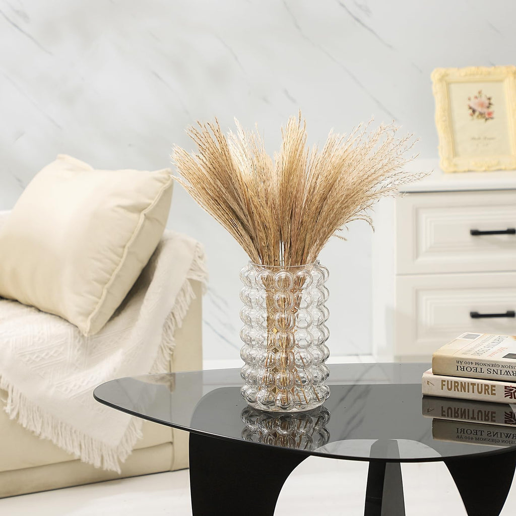 Glass Bubble Vase, Clear Glass Vase for Flowers, Tall Flower Vases for Bouquet, Cute Modern Vases for Living Room, Bedroom, Dinning Table, Office, Wedding, Birthday, 8 Inches