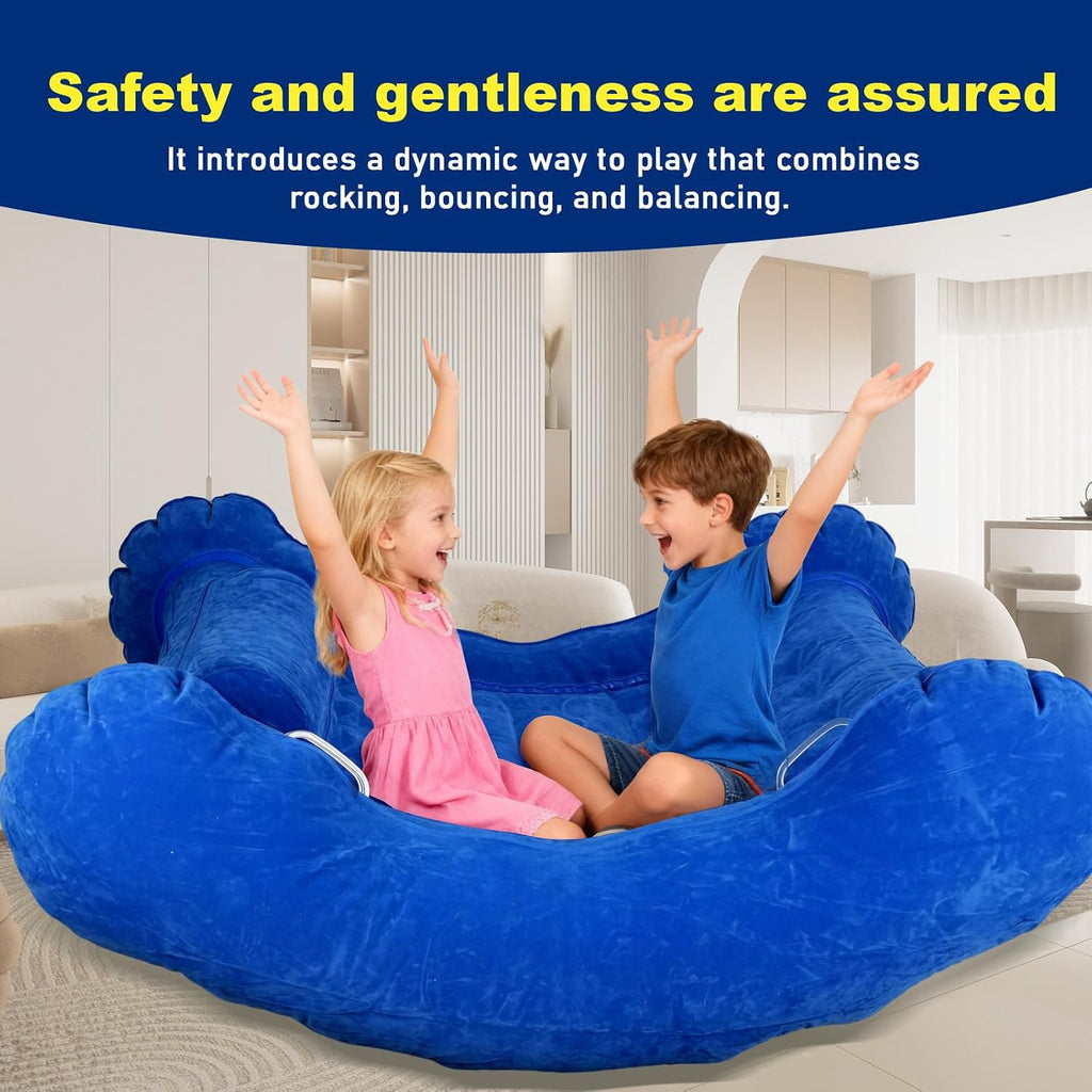 Sensory Rocker Chair for Kids, Inflatable Chair for Kids – Full-Surface Velvet Flocking, 42” x 42” x 46”, Ultra-Durable, Sensory Chair for Autistic ADHD Child Includes Electric Air Pump