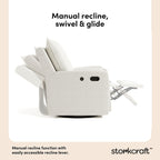 Storkcraft Timeless Recliner Glider with USB Charging Port (Ivory Boucle) - Ultimate Nursery Rocking Chair, Baby Glider Chair for Nursery, 360° Swivel Recliner, Plush Upholstery