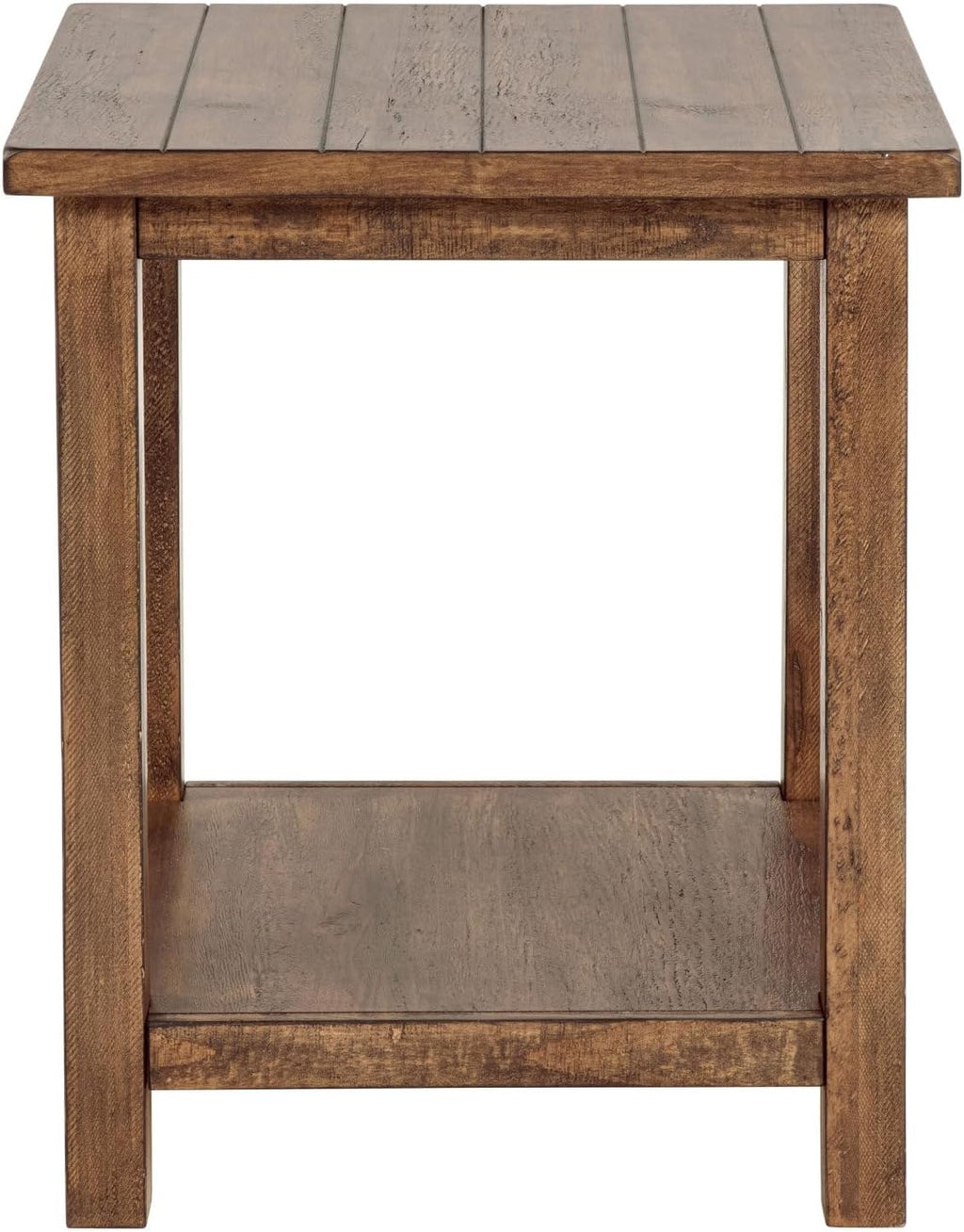 Castleton Distressed Brown Wood End Table with Shelf