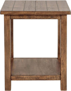 Castleton Distressed Brown Wood End Table with Shelf