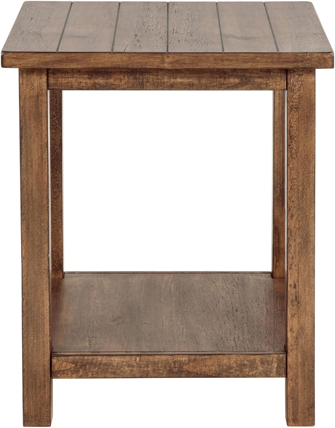 Castleton Distressed Brown Wood End Table with Shelf