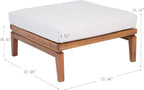 Merax Patio Outdoor Acacia Wood Ottoman, 27.56" Square Footrest with Water-Repellent Beige Cushion, Teak Finish Patio Ottoman Foot Stool for Backyard, Lawn, Balcony, Teak+ Beige