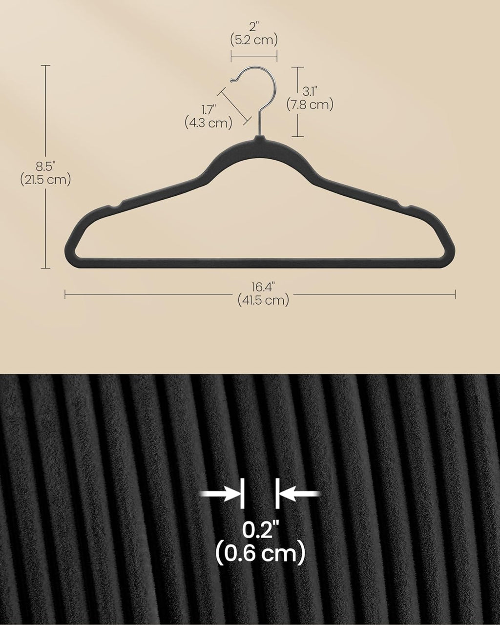 SONGMICS Velvet Hangers 100 Pack, Non-Slip Clothes Hangers with Silver-Colored Swivel Hooks, Slim Space-Saving for Closet, Heavy-Duty, Black UCRF026BZ02S