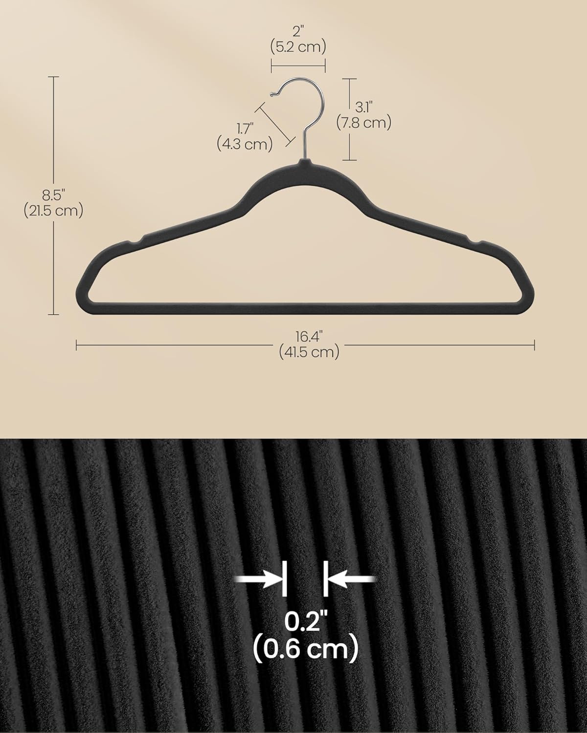 SONGMICS Velvet Hangers 100 Pack, Non-Slip Clothes Hangers with Silver-Colored Swivel Hooks, Slim Space-Saving for Closet, Heavy-Duty, Black UCRF026BZ02S