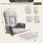 ANMINY 5pcs Glider Rocker Replacement Cushions Set - Thickened Glider Rocking Chair Cushions with 29.5 inch High Backrest & Side Pockets for Indoor Nursery, Washable & Non Slip, Beige