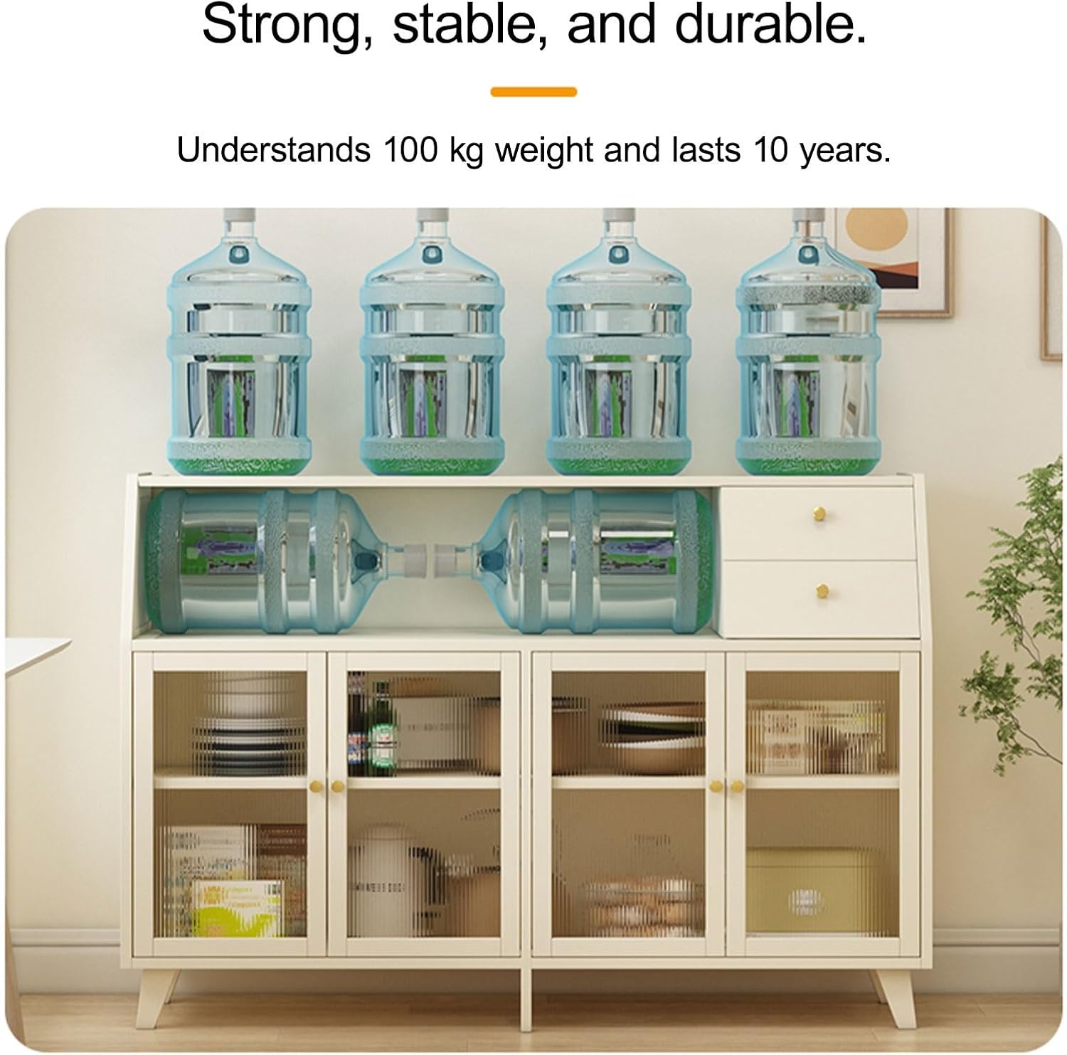 Kitchen Pantry Cabinet with Doors and Drawers, Farmhouse Wood Kitchen Pantry, Versatile Cupboard for Dining Room, for Dining Room, Living Room(Brown,35cm/13.8in)